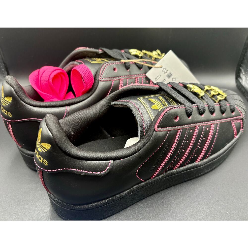 NIB - Sz. 6 - Woman's Adidas Superstar II - Black/Pink Shoes - Picture 5 of 10